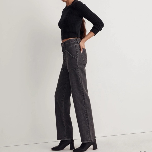 The Perfect Vintage Wide-leg Jean washed black size 24 Madewell - Picture 1 of 8